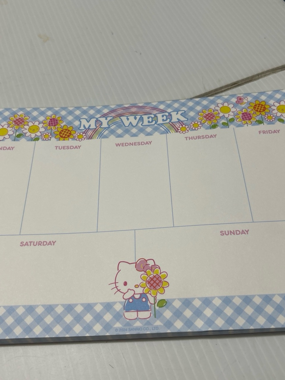 Hello Kitty Weekly Desk Planner Pad - Pink, Blue, Yellowy